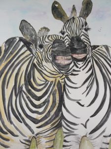 Zebra's 28x38 cm aquarel