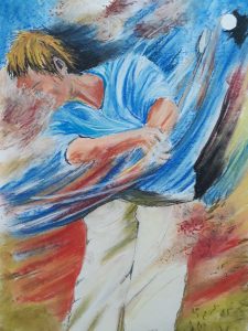 Golfer 26x36 pastelkrijt